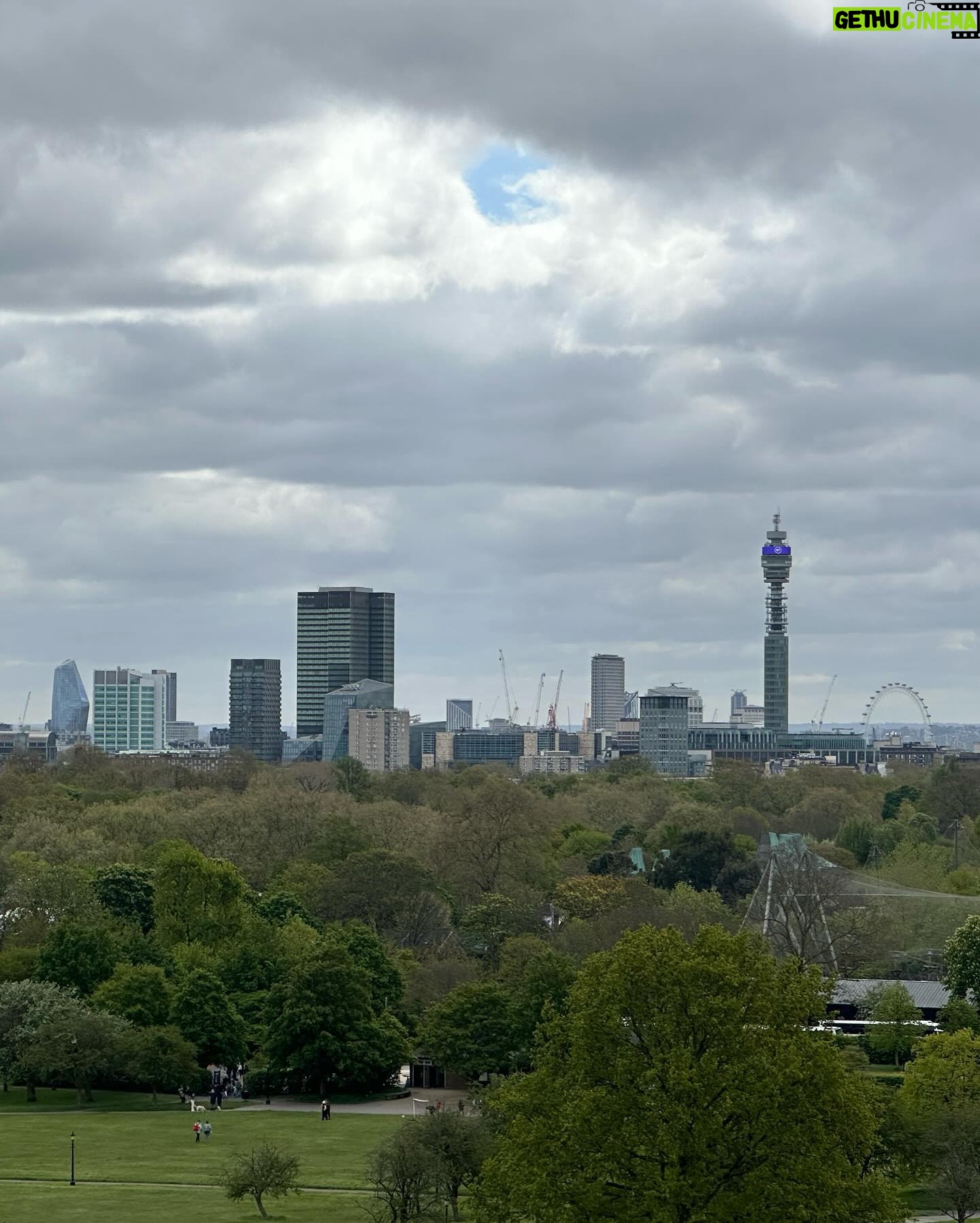 Beatie Edney - 159 Likes - Button and the view from Primrose Hill during the London Marathon. #marathon #london #rescuedog