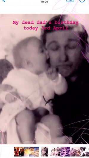 Beatie Edney Instagram - My dad died in 2013. Here he is with me as a baby, helping my mum with her lines and with my brother. Great dad!