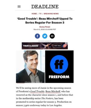 Beau Mirchoff Instagram - 😃😃😃😃 #goodtrouble season 3 🕺