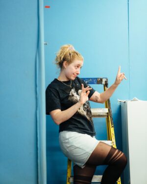 Bebe Cave Instagram - ‘DADDY ISSUES’ starts previews this Monday and we would love you to come. Thank you @helenmurraypix for taking these rehearsal photos. I’m so GLAD actually that the day we took photos was the day that these faux knee highs were my only clean pair of tights !! Suuuuuch a cool and flattering look!! Link to tickets in my bio ♥️