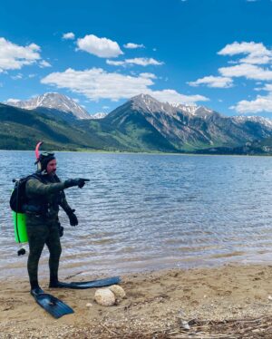 Becky Durst Instagram - Great day for an Instagram shoot and some scuba diving in the Rocky Mountains #colorado #scubalife
