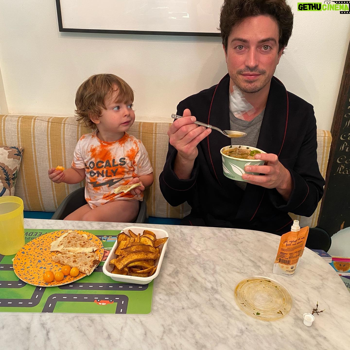 Ben Feldman - 34.4K Likes - So some Me news: on Monday, an incredible surgeon in Newport (dr Robert Bray) opened up my neck, drilled out some calcified bone & 2 shitty discs in my spine, popped in 2 artificial discs & sewed me back up. It was horrifying but I’m alive & lots of friends/family sending me food that I can swallow, which is a v underrated category of food (slippery). @michellehelyn is an incredible (& patient) nurse & sometimes when she’s unavailable, Charlie will bring his toy dr bag up to my room & give me a “shot”. Anyway things are good.
