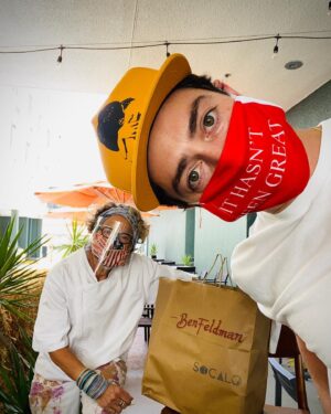 Ben Feldman Instagram - 2 ways to ensure the other side of this thing will be inhabitable: #WearADamnMask & #SupportLocalRestaurants • Stopped by my aunt @susanfeniger’s @socalorestaurant to get one of their taco kits & for the length of a dinner, things truly felt “great”.