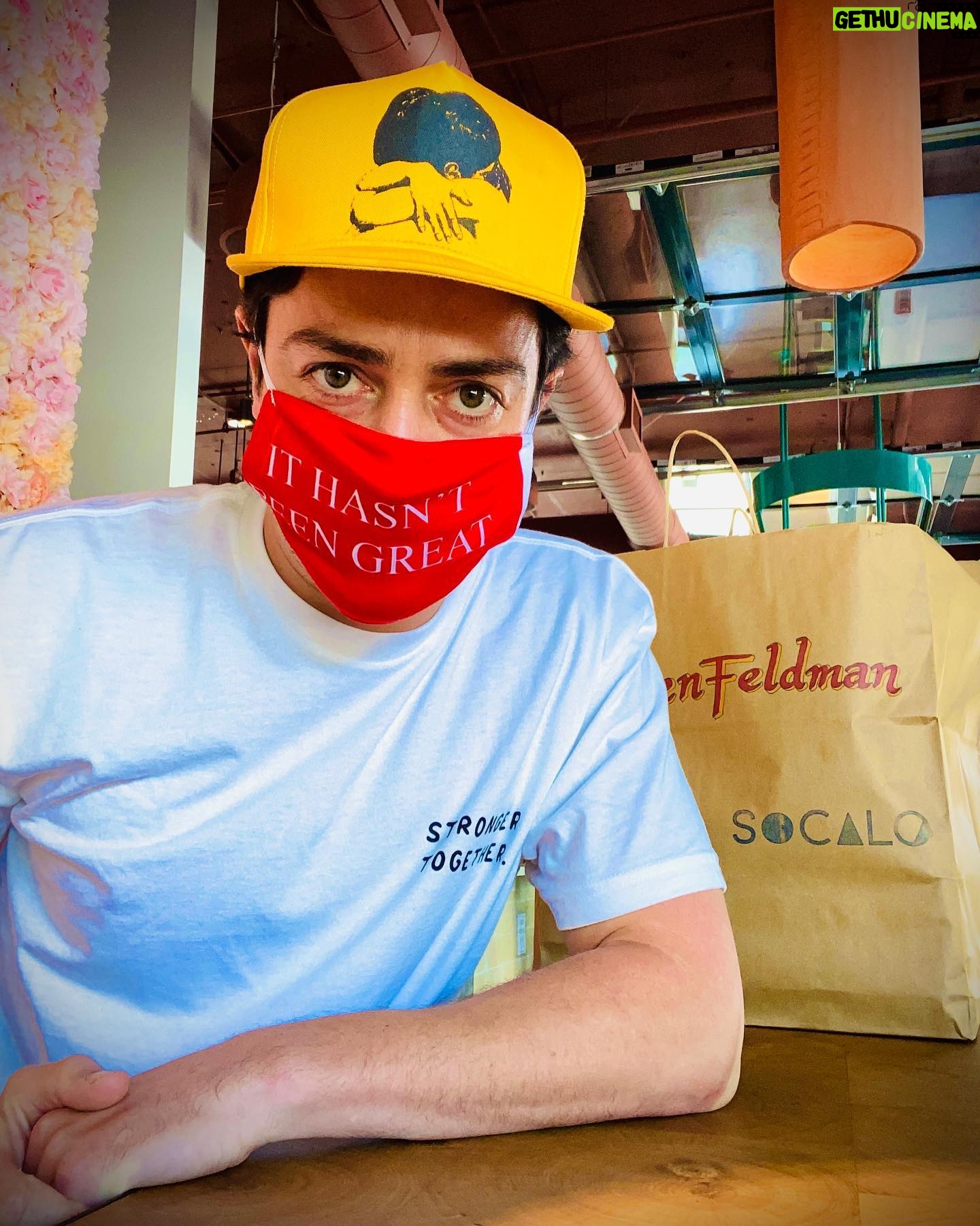 Ben Feldman - 20.9K Likes - 2 ways to ensure the other side of this thing will be inhabitable: #WearADamnMask & #SupportLocalRestaurants • Stopped by my aunt @susanfeniger’s @socalorestaurant to get one of their taco kits & for the length of a dinner, things truly felt “great”.