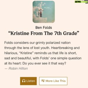 Ben Folds Instagram - "Kristine From The 7th Grade" named one of the Best Songs of 2023 on @npr