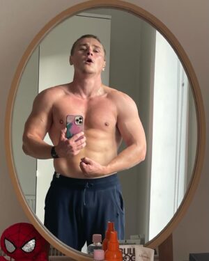 Ben Hardy Instagram - Is there a better way to celebrate an election than by watching a beautiful love story?

@unicorns.movie out today bb. 

Swipe to the end to see a topless meathead enjoying his new beef in the mirror