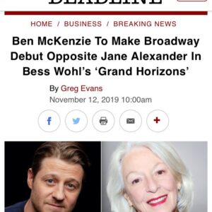 Ben McKenzie Instagram - I’ve known @besswohl for 18 years, since our baby days @wtfestival. Thrilled to make my Broadway debut as a part of such august company. Come see us @2stnyc this winter! #grandhorizons