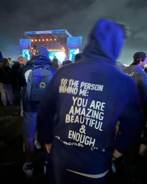 Ben Shephard Instagram - Meant to post this a few days ago. Was stood behind this guy at a festival over the weekend and his hoodie really struck me. We had a chat and I asked if I could take a pic @mr_nazariy was lovely, he’s from Ukraine and was really keen to share the message, so i am and you know what, you are enough ❤️ #festival #enough