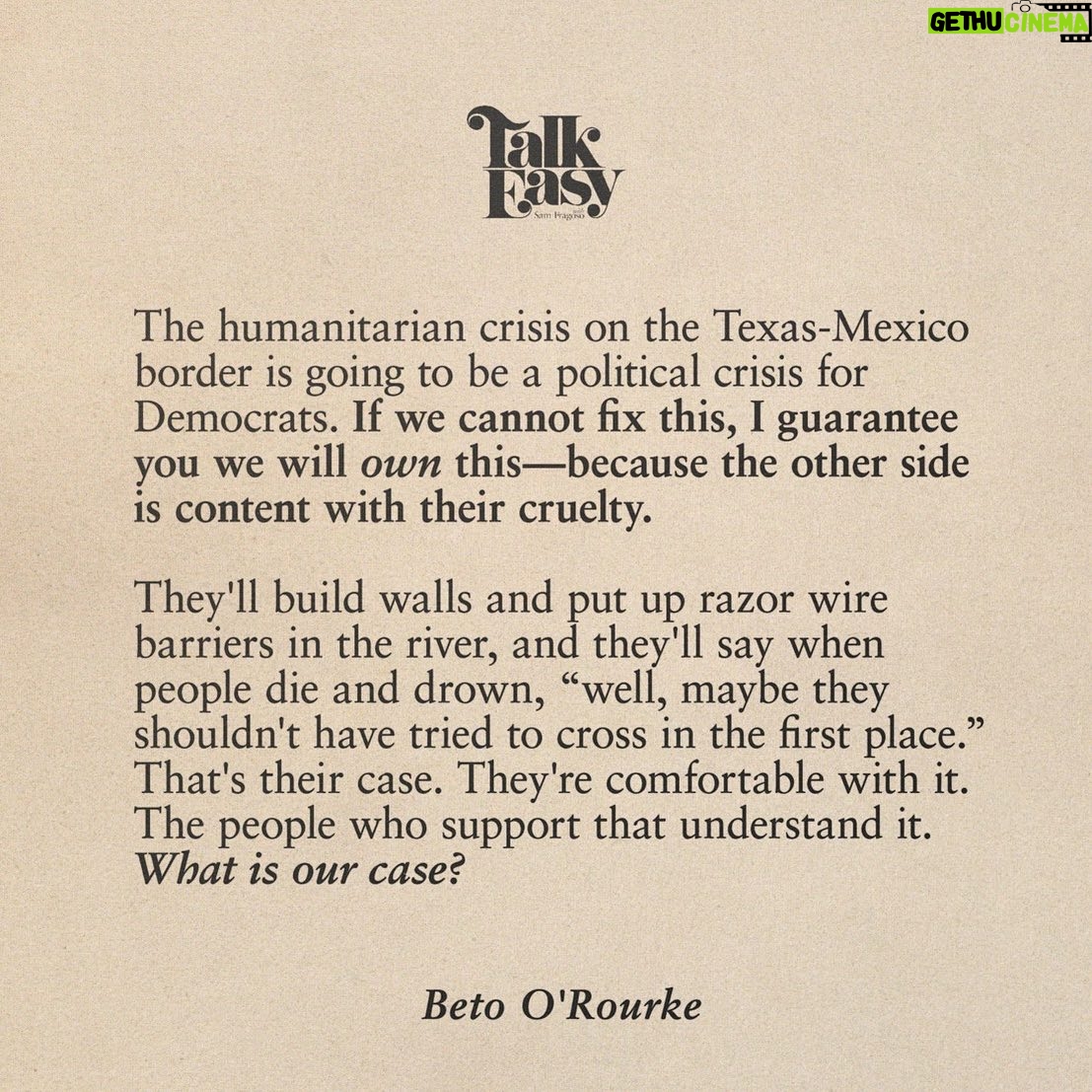 Beto O'Rourke - 12.2K Likes - Democrats can win the battle for a safe, orderly, humane immigration system.
But only if we fight for it.
Listen now on @TalkEasyPod: bit.ly/3s9I7pk
