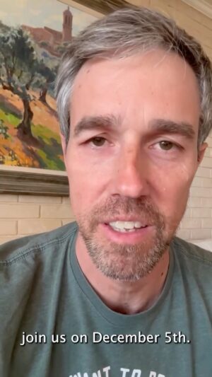Beto O'Rourke Instagram - We’re looking for hard-working volunteers who can help us launch the largest voter outreach program in Texas history.

Join us over Zoom on December 5th to get started. Sign up at the link in my bio.