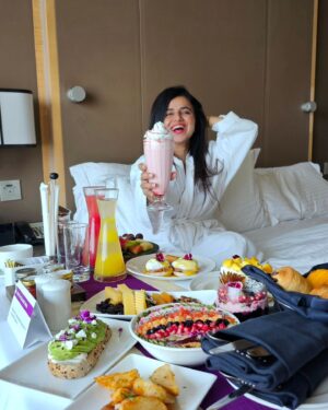 Bhavini Purohit Instagram - "Waking up to a stunning view, indulging in a gourmet breakfast in bed, and sharing it all with my favorite person. This luxury hotel stay is everything we dreamed of and more.

.
Location: @conradpune

.
{Breakfast, food, love, couple, foodie,trend, travel,staycation,crazy, morning, brekky, trending, couple videos, couple poses}
.
#influencer #breakfast #love #trend #crazy #trending #madness #brekky #foodie #trendingreels #staycation #travel #travelgram 
 #PerfectMorning #CoupleAdventures #BreakfastGoals #LuxuryStay #RomanticGetaway"