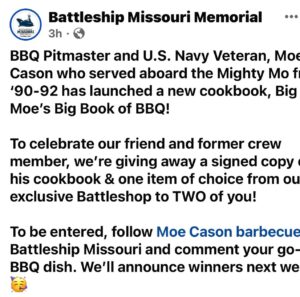Big Moe Cason Instagram - #battleshipsailors #ussmissouri #usnavy #bbq #bbqfamily @battleshipmissouri