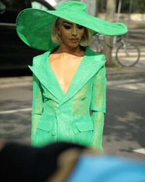 Bilal Hassani Instagram - feeling extra green today , thank you @ninaricci @harris_reed for this fantastic show.