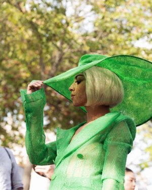 Bilal Hassani Instagram - feeling extra green today , thank you @ninaricci @harris_reed for this fantastic show.