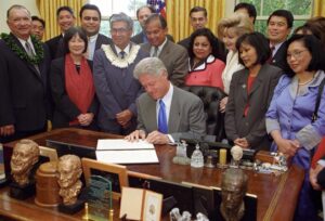 Bill Clinton Instagram - 25 years ago, President Bill Clinton established the White House Initiative and President’s Advisory Commission on Asian Americans and Pacific Islanders (@whitehouseaanhpi).

The initiative, which aimed to improve the quality of life of the AAPI community through increased participation in federal programs where they may be underserved, was led by the Dept. of @HHSGOV. The Clinton administration also expanded economic opportunity for the APPI community — increasing household income, lowering the poverty rate, and approving small business loans to entrepreneurs. #AANHPIHM