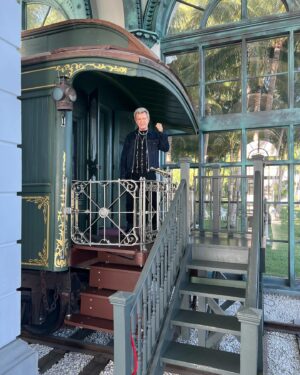 Billy Idol Instagram - Nice getting out to the @flaglermuseum Henry Flagler museum here in West Palm Beach yesterday …I’m standing in his own private railcar, which pulled up to his house at one time! Aahh the gilded age…! -BFI