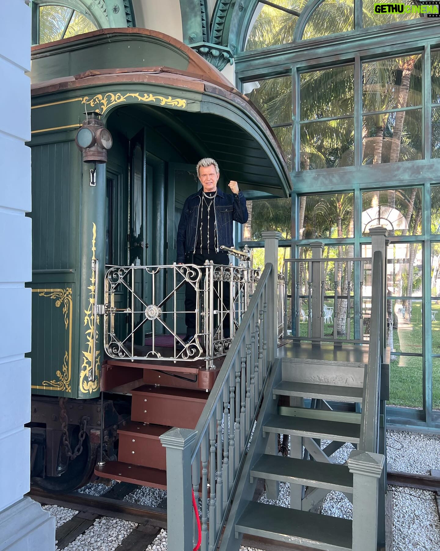 Billy Idol - 10.7K Likes - Nice getting out to the @flaglermuseum Henry Flagler museum here in West Palm Beach yesterday …I’m standing in his own private railcar, which pulled up to his house at one time! Aahh the gilded age…! -BFI