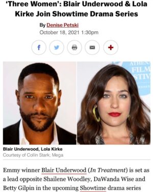 Blair Underwood Instagram - Honored to join the cast of Showtime’s THREE WOMEN based on the blockbuster @threewomen_book. We start shooting next week & I have to say, it’s some pretty risqué stuff. Stay tuned! LOL. A few have already asked but no worries. LA LAW doesn’t start shooting until early 2022. @shailenewoodley @dewandawise #bettygilpin #Showtime #2022 @lisadtaddeo @leasonnyc https://variety.com/2021/tv/news/showtime-three-women-blair-underwood-lola-kirke-1235092033/