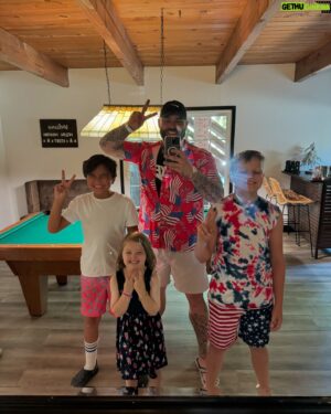 Blake Foster Instagram - Fourth of July weekend, we spent a memorable time with my sister, her husband, my nephew Luca, and three of Jaxon’s friends for Jaxon’s birthday celebration 🎉. On Thursday, we barbecued, had gel blaster gun fights, and relaxed in the jacuzzi. Friday was spent on the lake with an inflatable obstacle course, jumping off cliffs, and a huge water slide. The kids had a blast, and we all got sunburned 🤣. Great weekend with the fam 💙✌️ #4thofjuly #weekendvibes #family