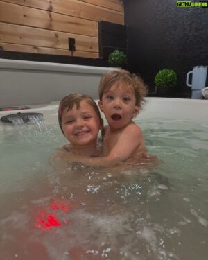 Blake Foster Instagram - Fourth of July weekend, we spent a memorable time with my sister, her husband, my nephew Luca, and three of Jaxon’s friends for Jaxon’s birthday celebration 🎉. On Thursday, we barbecued, had gel blaster gun fights, and relaxed in the jacuzzi. Friday was spent on the lake with an inflatable obstacle course, jumping off cliffs, and a huge water slide. The kids had a blast, and we all got sunburned 🤣. Great weekend with the fam 💙✌️ #4thofjuly #weekendvibes #family