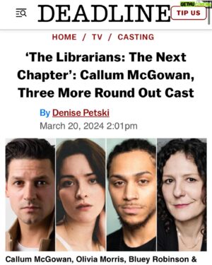 Bluey Robinson Instagram - Never has my mum been more hyped for something than when I mentioned ‘The Librarians’ lol - Very excited for this next chapter! 🫶🏽 @librarianstnt #Thelibrarianstnc  #ConnorGreen