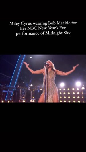 Bob Mackie Instagram - @mileycyrus wearing a hand painted silk and silver iridescent beaded fringe dress from the  @bobmackie archive. The dress is from the Fall 2002 “To Broadway With Love” collection and was Bob’s tribute to Sweet Charity • 🎥: via @nbc 

Styled by : @bradleykennethstyle 
.
.
.
#bobmackie #mileycyrus #mackiemagic #mileysnewyearseveparty