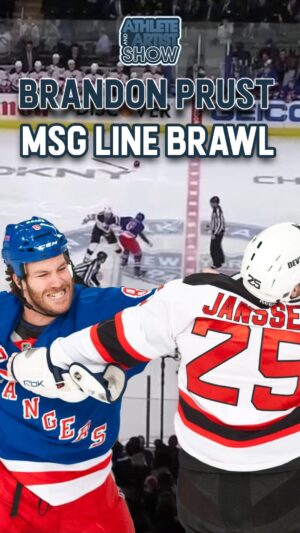 Brandon Prust Instagram - Our guest @brandonprust8 talks about the fampus MSG opening draw line brawl against the NJ Devils! What a way to kick off a game. 

Watch / Listen to the full episode in our bio
Presented by @ndax.io 

________________
#hockey #brandonprust #njdevils  #nyrangers #MSG #madisonsquaregarden #hockey fights #nhl #playoffs #stanleycup