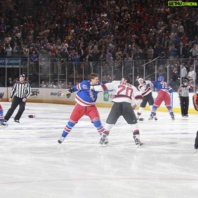 Brandon Prust - 3.6K Likes - Always my favourite way to start a hockey game!! If you’re a hockey fan then I’m sure you remember this Rangers/Devils line brawl at the opening face off! The 6 of us are going to jump on a zoom session and tell all of our different sides to the stories that go with this. Probably one of the last ever line brawls to start a game. Well at least in the NHL anyway.. I heard of a couple pond hockey games this past winter that started this way! 😂