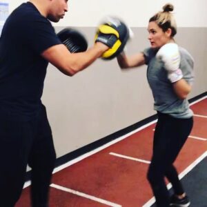 Bre Blair Instagram - Just a shout out to someone who I appreciate whose work ethic is both inspiring and contagious. We also manage to get quite a few belly laughs in while we train, mostly because he thinks I’m the most hilarious right @chihebsoumer 🤪 Thank you friend for making me look like I can throw a punch ( work in progress) and for teaching me to take a deep breath and keep going just when I think I might wanna quit. I take that into my life on the daily. #nolimits