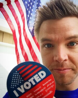 Brett Davern Instagram - What’s your #ElectionDay story? I dropped off my completed ballot today in person at our neighborhood polling place and they gave me this cool sticker! No line, no drama, just friendly volunteers helping fellow citizens #VOTE