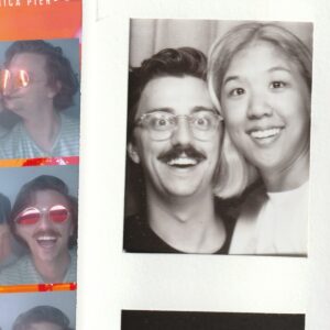 Brian David Gilbert Instagram - @thekarenhan makes sure we go into every photo booth we run across. it’s her birthday, and i’ve spent five birthdays with her, and we’ve taken lots and lots of these in that time. our fridge is covered in them. but it always feels special to take a photo booth photo. karen is really good at making my life feel special all the time, and we are really good at changing up our facial expressions in photo booths.