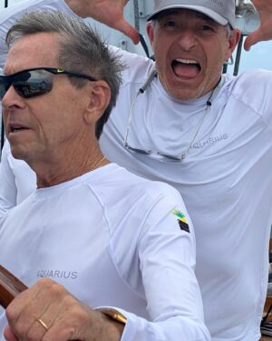 Brian Grazer Instagram - Looks like Bob has a lot of confidence with me at the helm 💪🏼🌊 #stbarthregatta 

Aquarius did go on to win the race! 🏆 (once I passed the wheel over!!)