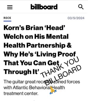 Brian 'Head' Welch Instagram - Check out my interview with @billboard link in stories!
@atlanticbehavioralhealth
