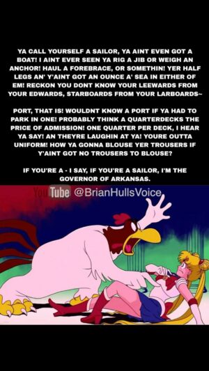 Brian Hull Instagram - Foghorn Leghorn has a message to Sailor Moon #foghornleghorn #anime #sailormoon