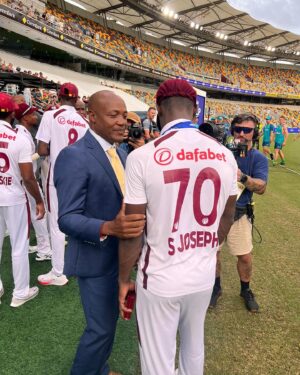 Brian Lara Instagram - I will cherish these pics forever!
Just left the shores of Australia and I’m already missing its beauty. 
This place continues to put a smile on my face whenever I am in town. Great nation, sports loving people and a landscape second to none. On this occasion though I left with my heart filled with joy after watching a very young and inexperienced West Indies team battle against the world champions, producing one of the greatest upsets in world sport. The pic above is just to say how happy I am that two of our greatest cricketing legends got the opportunity to turn on their TVs and watch such remarkable feat by our boys. They are the founding members of our proud cricketing history.
Pat and Kraigg, your respective team members thank you for a memorable 2 Test series that we all now wish we had a decider. One quiet man in the background I want to big up is coach @andrencoley thank you for the belief you always had in the boys. 
@foxsports thank you for the opportunity to work with some really brilliant people. 
.
Till next time OZ.