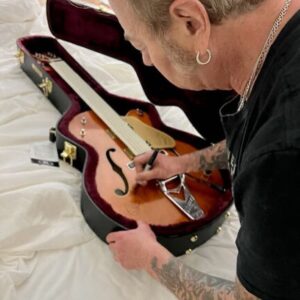 Brian Setzer Instagram - 🎸💥 Brian Setzer signed 2023 Gretsch 6120 “Smoke" is currently up for charity auction through @hertiageauctions . All profits from the auction will benefit The Crossroads Centre at Antigua, a treatment and education facility founded by Eric Clapton for chemically dependent persons @heritageauctions @crossroadsantigua @ericclapton