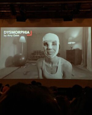 Brit MacRae Instagram - “Dysmorphia” hit the big screen last night!! Thank you @hollyshorts for having us & to @amygeist_la for being the best director a girl could ask for. 

Such an important an important story. Such a wicked genre. 

Toronto friends - our film will be coming to Carlton Cinemas (downtown TO) in May for a festival, will drop deets soon. ❤️