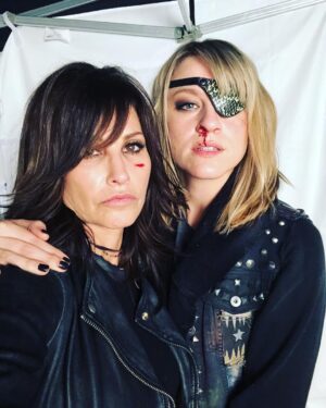 Brit Morgan Instagram - I began Riverdale as a lawyer... I now have an eyepatch and I’m doing martial arts. Lots of love to @ginagershon who is a teacher in the art of badassery. 🙌🖤⚔️⚔️ #Riverdale