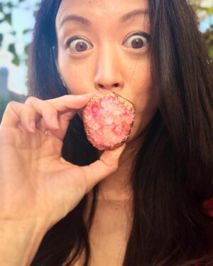 Brittany Ishibashi Instagram - Sparkly Cookies to bring some magic to your feed ✨ 

I mean, how gorgeous and happy-making are these treats from @goodvibescookieco? 

They’re cookies? WHAT?!? 

Yes.

And they taste just as special as they look. Bite into luscious shortbread, a silky layer of frosting and the crunchy confectionary crystal— and damn, you’ll feel delicious inside and out. 

Each cookie is a hand-painted piece of art, inspired by a real crystal. Each one is special and unique— just like us 😉 

These crystal cookies were started as a project of love from a mama to her kids — and now #GoodVibesCookieCo is sharing that same spirit with the world! 

Support small businesses! Support women-owned businesses! And as Jodi says, “Honor your magic, trust the universe, and, when in doubt, eat the cookie!”

✨Which crystal cookie is calling to you?? Enter our #GIVEAWAY (3 posts back) to win some of these tasty treasures along with some incredible #CleanBeauty treats from @AngelaCagliaSkincare and @EverEdenBrand. 

✨ 🧿💗U ✨ 

#goodvibes #cookies #honoryourself #celebrateyourself #selfcare #supportsmallbusiness #supportwomeninbusiness and #eatthecookie 💎💫🍪