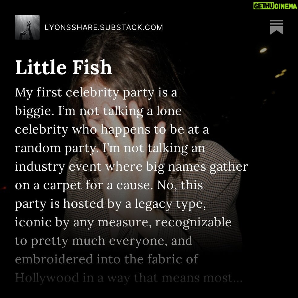 Brooke Lyons - 3 Likes - Oh hi. I made a Substack. I’ve been having a lot of fun creating this offering, and now I’m ready to share it with you. ✨ What the hell is a Substack? It’s a blog. A newsletter, if you like. Mine’s mostly narrative nonfiction with a focus on experiences in Hollywood, memory & identity, womanhood & motherhood, and assorted existential musings.
Why this? Why now? ✨ Head over to the ABOUT section. It’s all there.
Wait, who are you and what’s your deal? ✨ Read AN INTRODUCTION. That covers it.
What should I read first? ✨ MY 20TH L.A.NNIVERSARY is a good representation of my vibe, so you can decide whether it’s for you.
What else? ✨ If you want to know about Hollywood, read LITTLE FISH. If you’re a mother, read BEACH DAY. If your family’s a little dysfunctional, read ROSE-TINTED. If you like witch shit, read WITCH MOMMY PLANS A CLASS PLAYDATE.
Do I have to pay? ✨ Nope! You can read without subscribing, or subscribe for free. You can also choose a paid subscription if you want the podcast version & other extras.
That’s all for now. Link in bio. Sending you love.