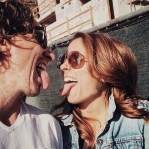 Brooke Nevin Instagram - 12⚡️12

Happy Birthday to my moon-beam-dancing, post-it-love-note leaving, puppy papa-ing, wild haired celebrator of compassion, silly abandon and all things that inspire awe.

Let’s spend another year climbing to spots with great vistas, smoochin’ in front of fancy doorways and expressing states of being with our tongues, ‘kay? 

💜 the heck outta you @traynorland