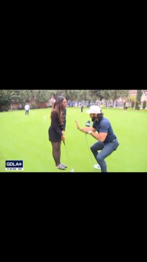 Brooke Thomas Instagram - Today on LIVE tv. @manoloteachesgolf is a WILD boy 😂😂 but I learned something! #golf 

(I was NOT dressed for the occasion but we made it work🥴)