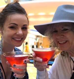 Brooke Williams Instagram - The most radiant beautiful queen holding small anxious jellyfish 😂. And not much has changed! Happy Mother’s Day Mum. You are the best human and I love you so much. Also, sheesh I have a lot of photos of us drinking. Thank you for putting up with me Mama. See you soon ❤️