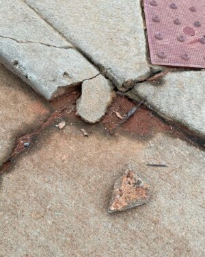 Bruce Campbell Instagram - Another in my endless series of Infrastructure Blues: shoddy work in a neighborhood that hasn’t even been completed.