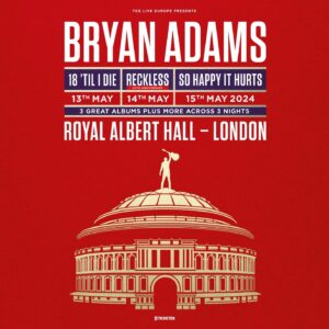 Bryan Adams Instagram - 3 more shows and 3 more albums at @royalalberthall next year. Tickets presales are Wednesday & Thursday. Public on sale this Friday 9am. #bryanadamsreckless #bryanadamssohappyithurts #bryanadams18tilidie