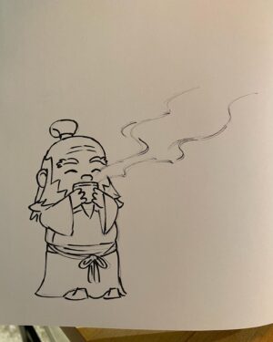 Bryan Konietzko Instagram - Here’s the next signed/doodled item I’ll be contributing to the upcoming @santedorrescue charity auction. Stay tuned… 🌈💙✨#avatarthelastairbender #animalrescue #charityauction