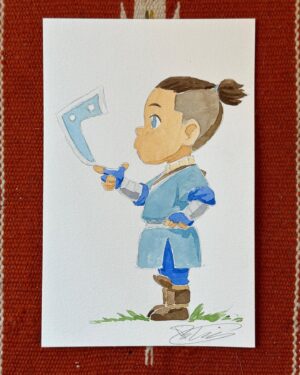 Bryan Konietzko Instagram - Here are the other 4 watercolor sketches I did for the charity auction benefitting the National Multiple Sclerosis Society this coming weekend at @animeboston 💦🐠💦 These are all on 5.5” x 8.5” Strathmore cold press. @mike_dante_d and I also signed some Avatar stuff for the auction. I don’t have any info yet on if/how you might be able to bid remotely but I’ll share it when I do. #avatarthelastairbender #sokka #toph #momo #aang #katara #animeboston2023 #nationalmssociety #charityauction