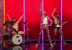 Bryce Eilenberg Instagram - Ru the moooon!  When's RuCoin or DragCoin coming out?  We will pretend I can play the drums 😅. #ohpitcrew #rpdrseason13