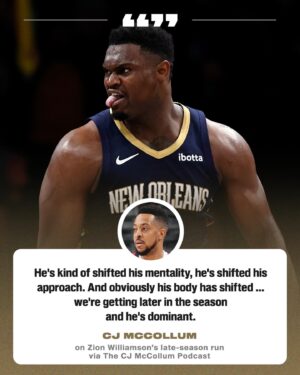 CJ McCollum Instagram - Zion is locked in at the end of the regular season. How far can the Pels go? 👀