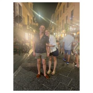 Caitlin McGee Instagram - What a privilege to have old friends, and be there for the big moments🩵 My heart is bursting seeing two of the great loves of my life get hitched this week in the most bonkers beautiful place I’ve ever been. Cheers Petey and Drew 🥂 Juni requests you bring back more burrata!